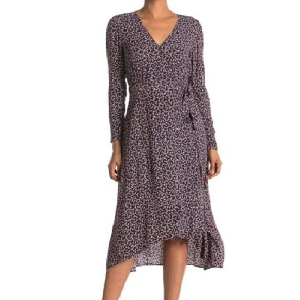 NWT ba&sh Gin Long Sleeve Wrap Midi Dress Size S